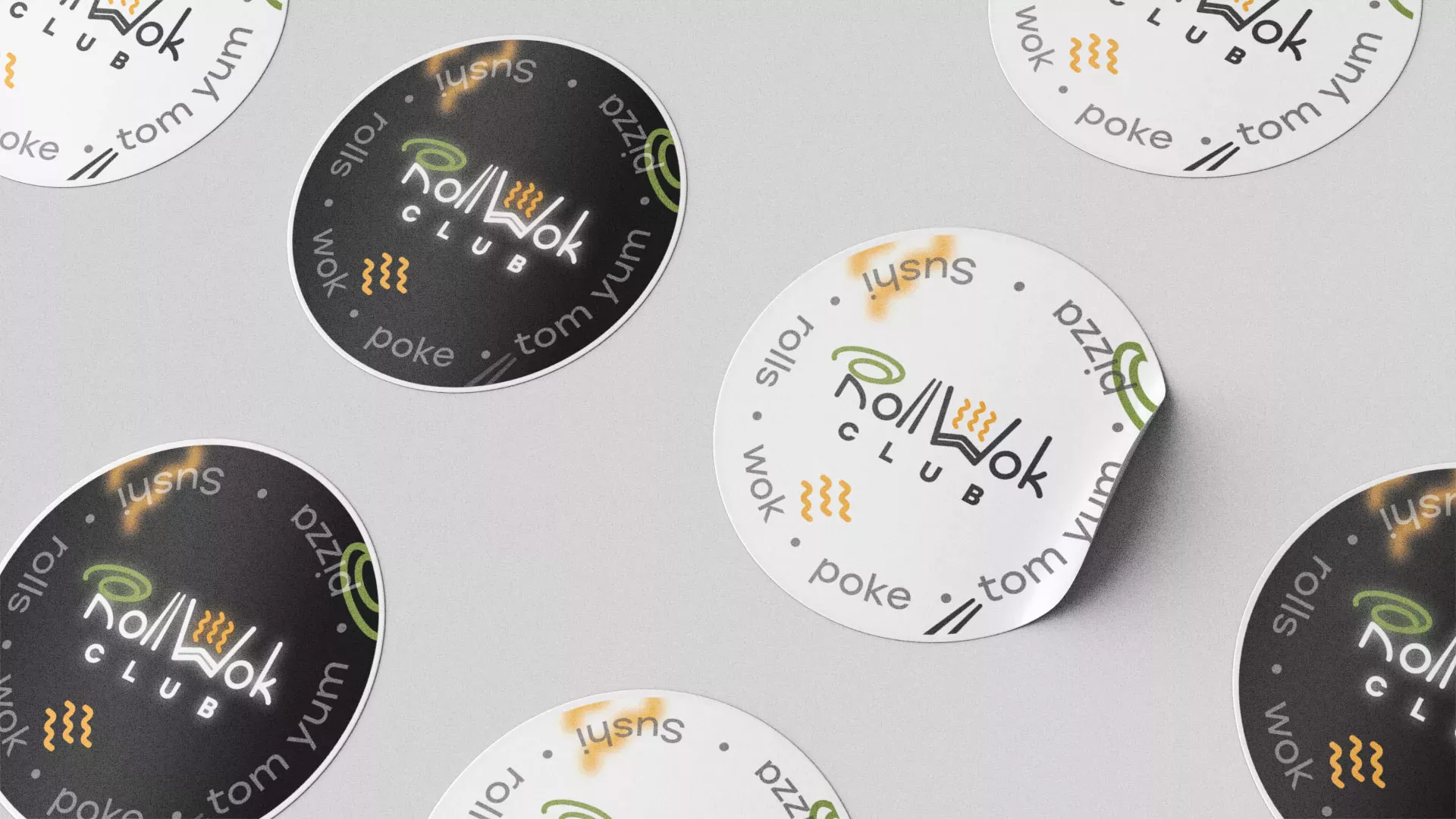 Разработка наклеек для суши-бара «Roll Wok Club» в Бугульме