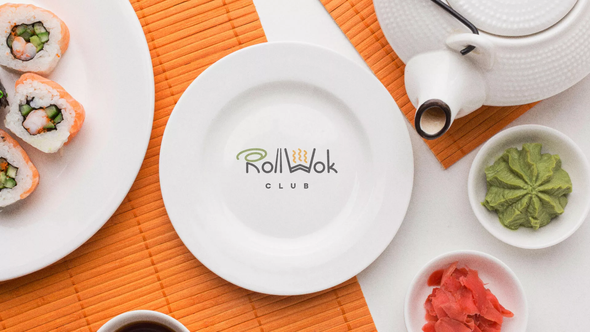 Разработка логотипа и фирменного стиля в Бугульме для суши-бара «Roll Wok Club»